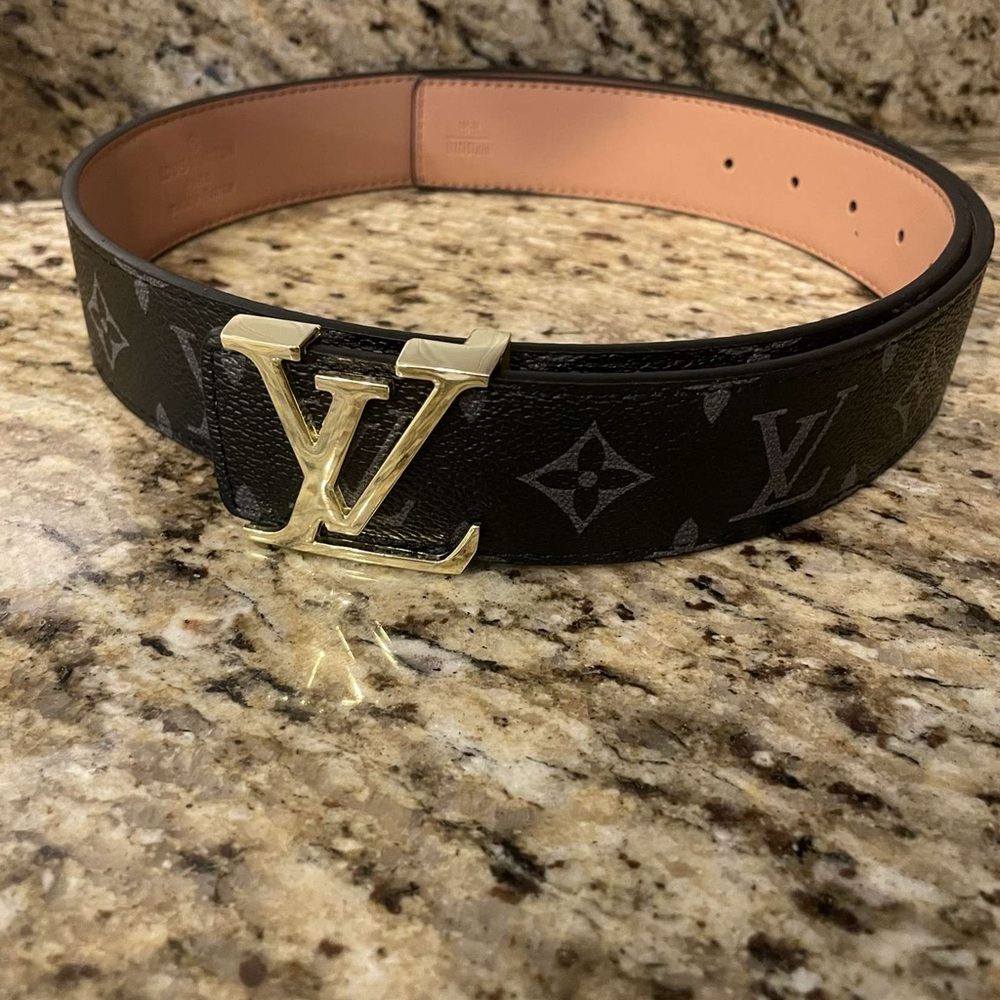 Louis Vuitton Monogram Black and Gold Belt